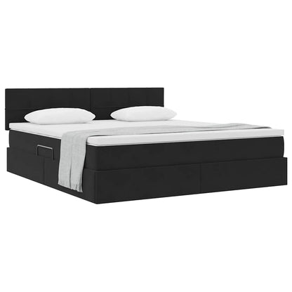 Opslag bed met matras met hoofdeinde Zwart 180 x 200 cm Fluweel