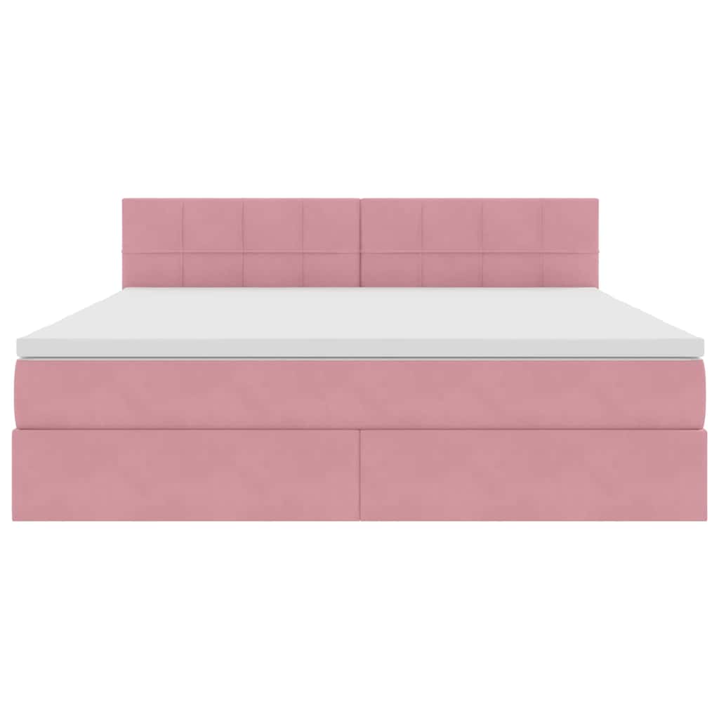 Opslag bed met matras met hoofdeinde Roze 180 x 200 cm Fluweel