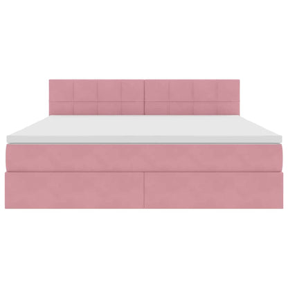 Opslag bed met matras met hoofdeinde Roze 180 x 200 cm Fluweel