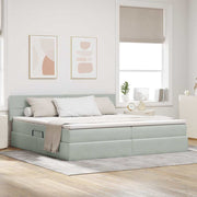 Opbergbed lichtgrijs 200x200 cm fluweel