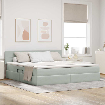 Opslag bed met matras Lichtgrijs 200 x 200 cm Fluweel