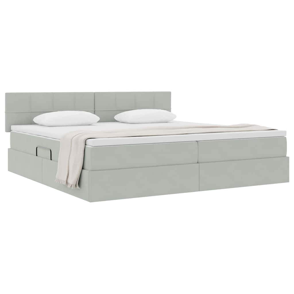 Opslag bed met matras Lichtgrijs 200 x 200 cm Fluweel