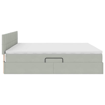 Opslag bed met matras Lichtgrijs 200 x 200 cm Fluweel