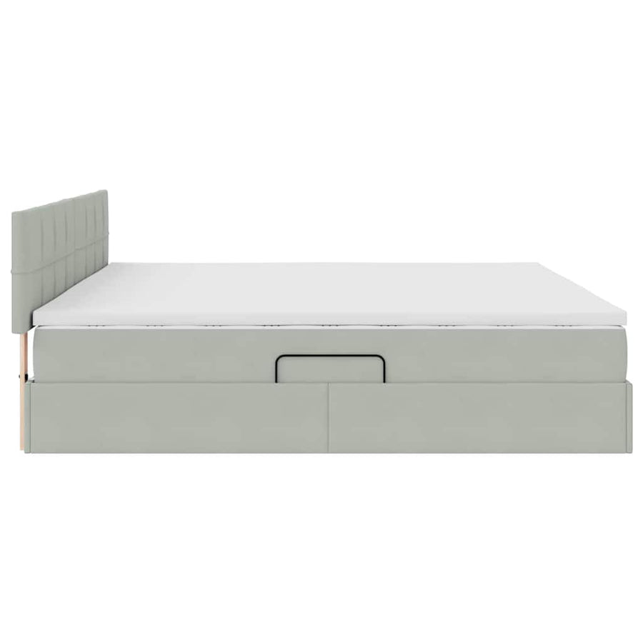 Opslag bed met matras Lichtgrijs 200 x 200 cm Fluweel