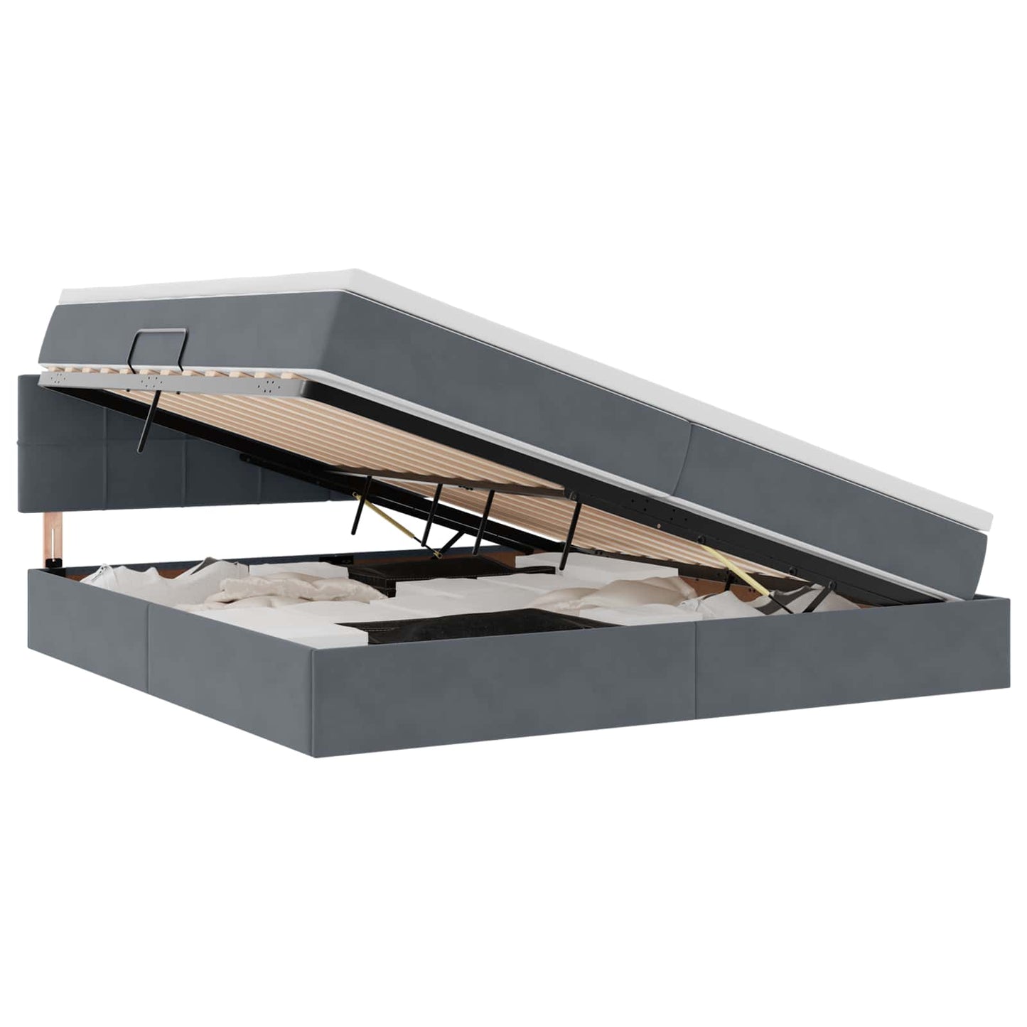 Opslag bed met matras Donkergrijs 200 x 200 cm Fluweel