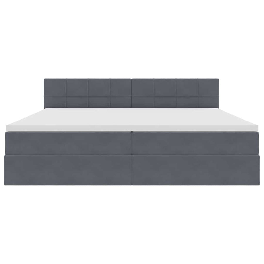 Opslag bed met matras Donkergrijs 200 x 200 cm Fluweel
