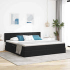 Storage bed with mattress with headboard Black 200 x 200 cm Velvet