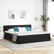Opslagbed met matras 200x200 cm zwart fluweel