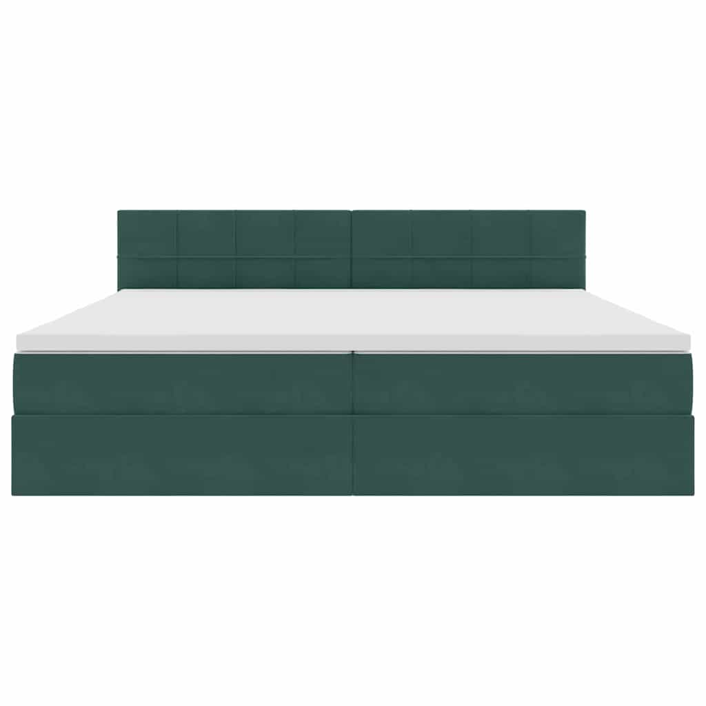 Opslag bed met matras Donkergroen 200 x 200 cm Fluweel