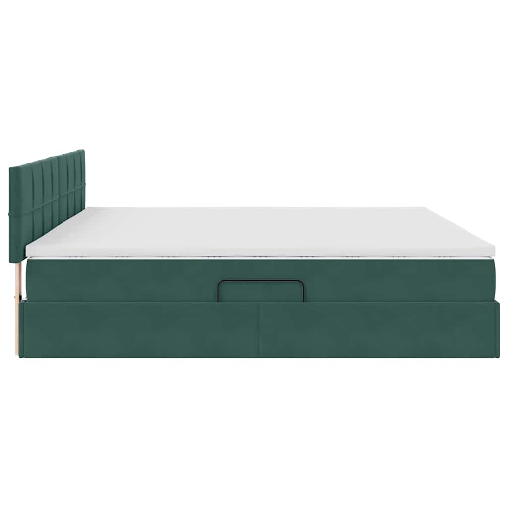Opslag bed met matras Donkergroen 200 x 200 cm Fluweel