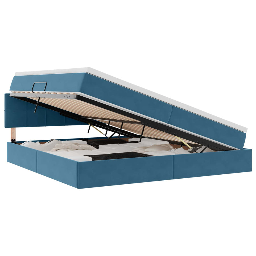Opslag bed met matras Donkerblauw 200 x 200 cm Fluweel