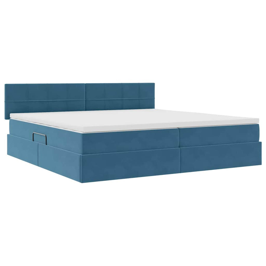 Opslag bed met matras Donkerblauw 200 x 200 cm Fluweel
