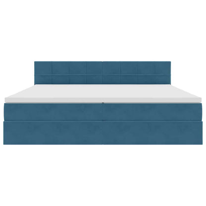 Opslag bed met matras Donkerblauw 200 x 200 cm Fluweel