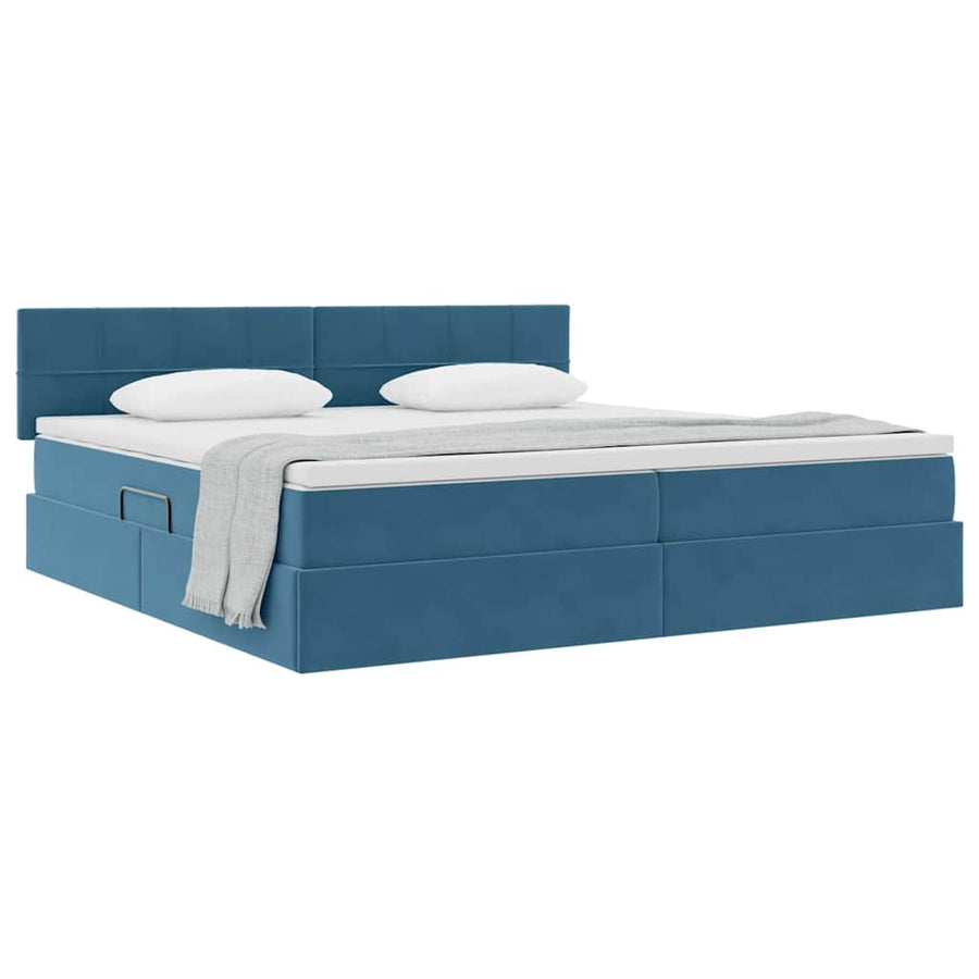 Opslag bed met matras Donkerblauw 200 x 200 cm Fluweel