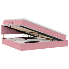Opslag bed met matras met hoofdeinde Roze 200 x 200 cm Fluweel