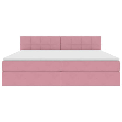 Opslag bed met matras met hoofdeinde Roze 200 x 200 cm Fluweel