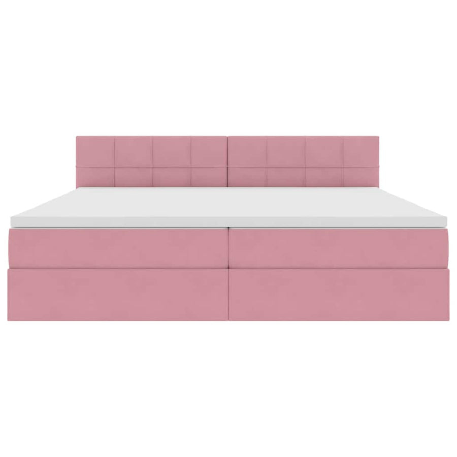 Opslag bed met matras met hoofdeinde Roze 200 x 200 cm Fluweel