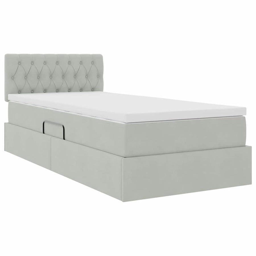 Opslag bed met matras met opslag Lichtgrijs 90 x 190 cm Fluweel
