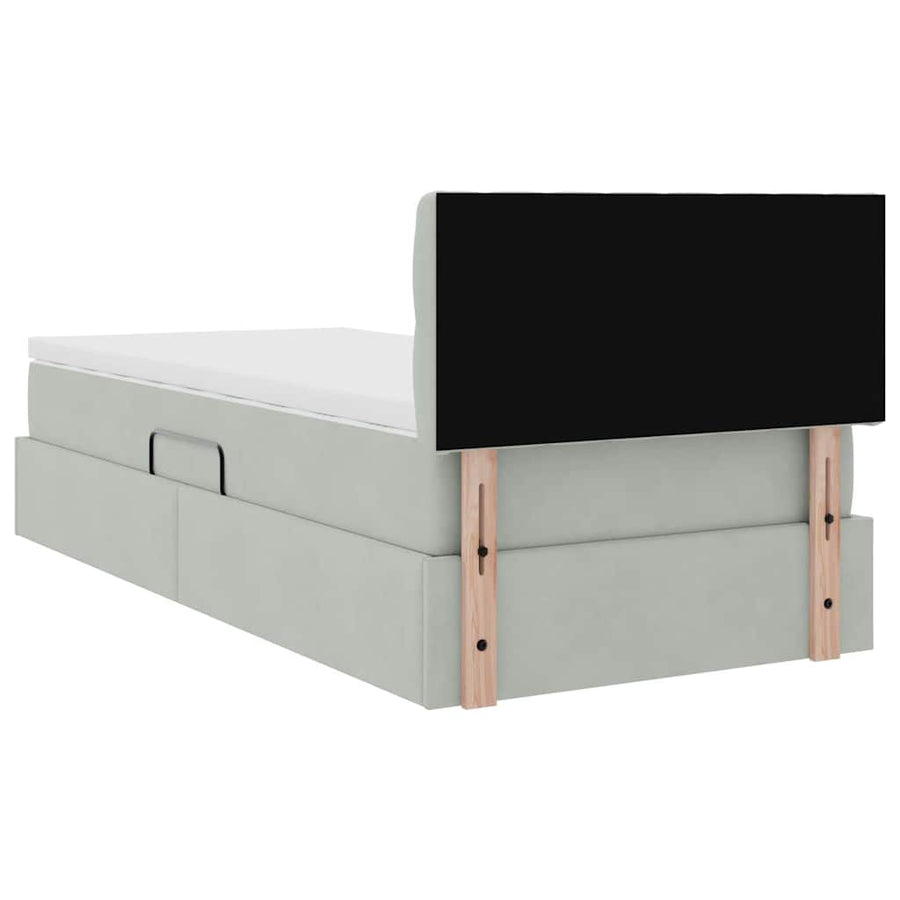 Opslag bed met matras met opslag Lichtgrijs 90 x 190 cm Fluweel