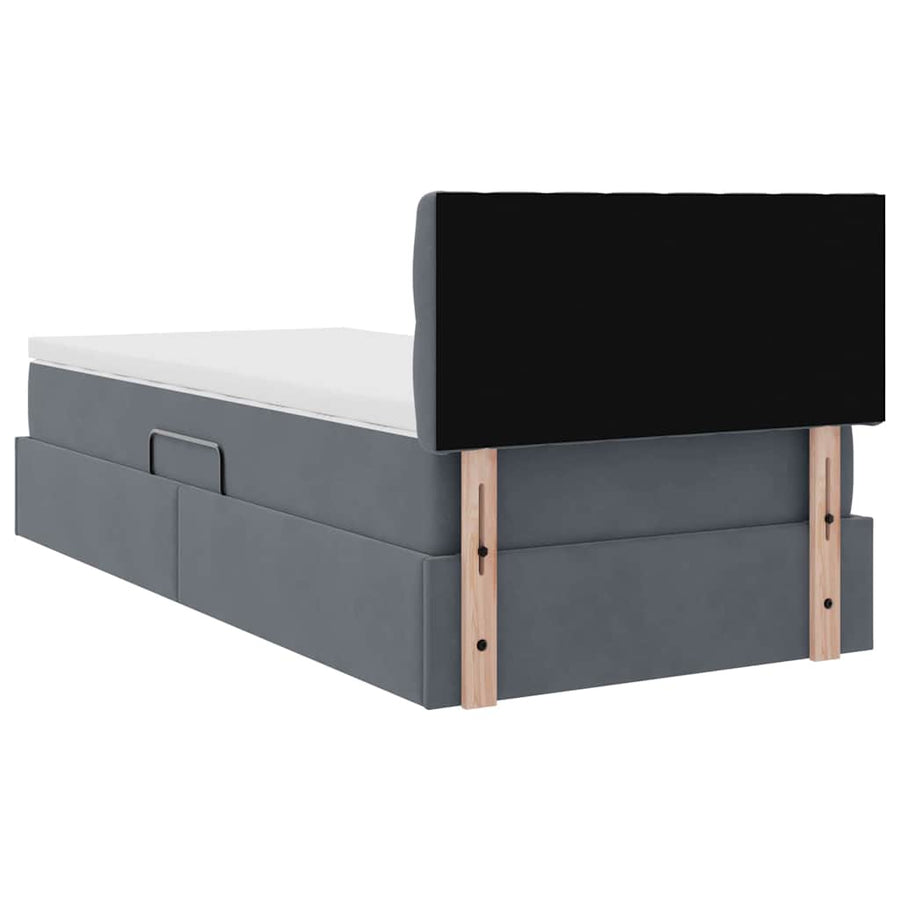 Opslag bed met matras Donkergrijs 90 x 190 cm Fluweel