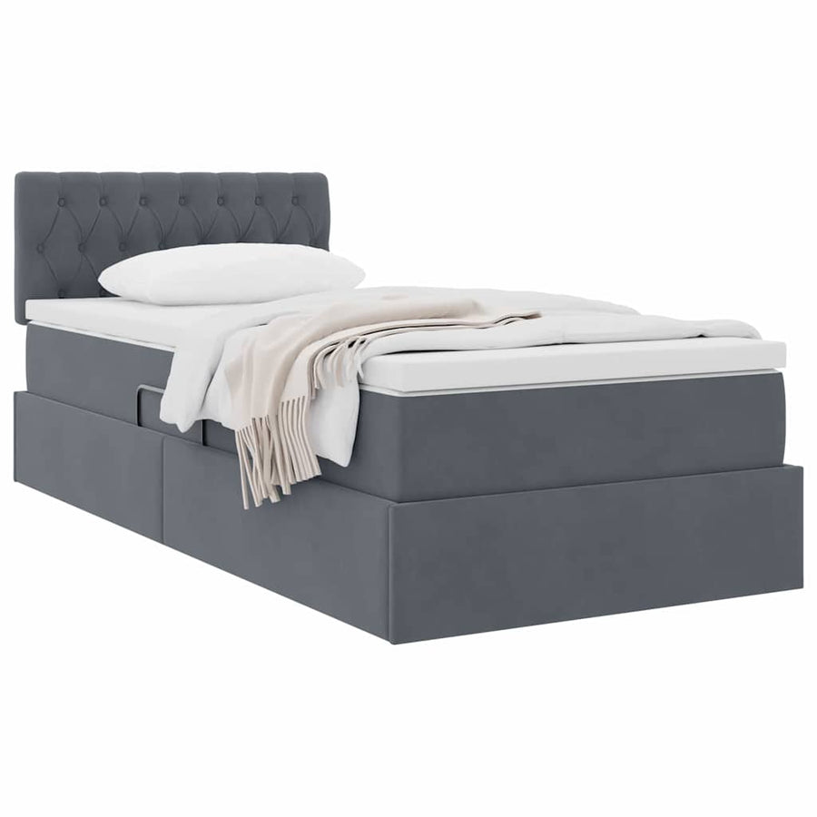 Opslag bed met matras Donkergrijs 90 x 190 cm Fluweel