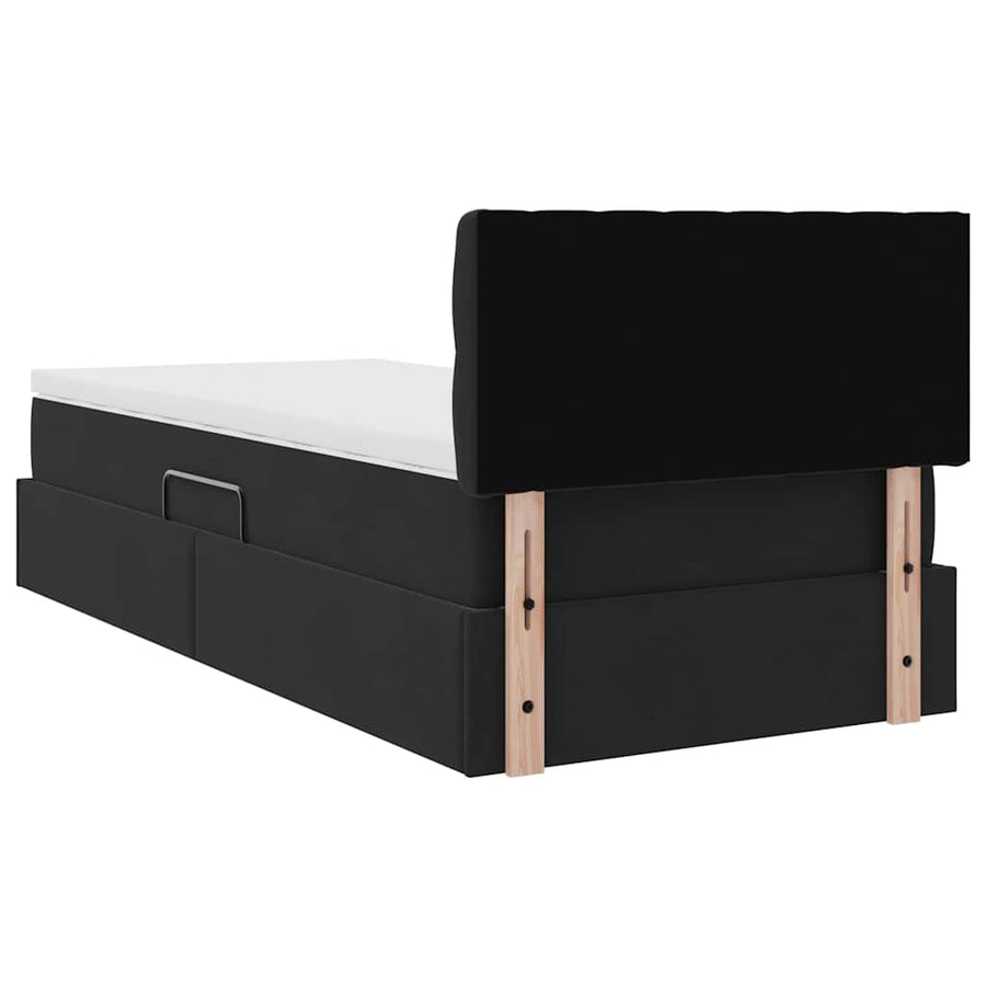 Opslag bed met matras met hoofdeinde Zwart 90 x 190 cm Fluweel