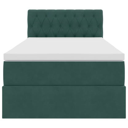 Opslag bed met matras Donkergroen 90 x 190 cm Fluweel