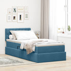 Storage Bed with Mattress Dark Blue 90 x 190 cm Velvet