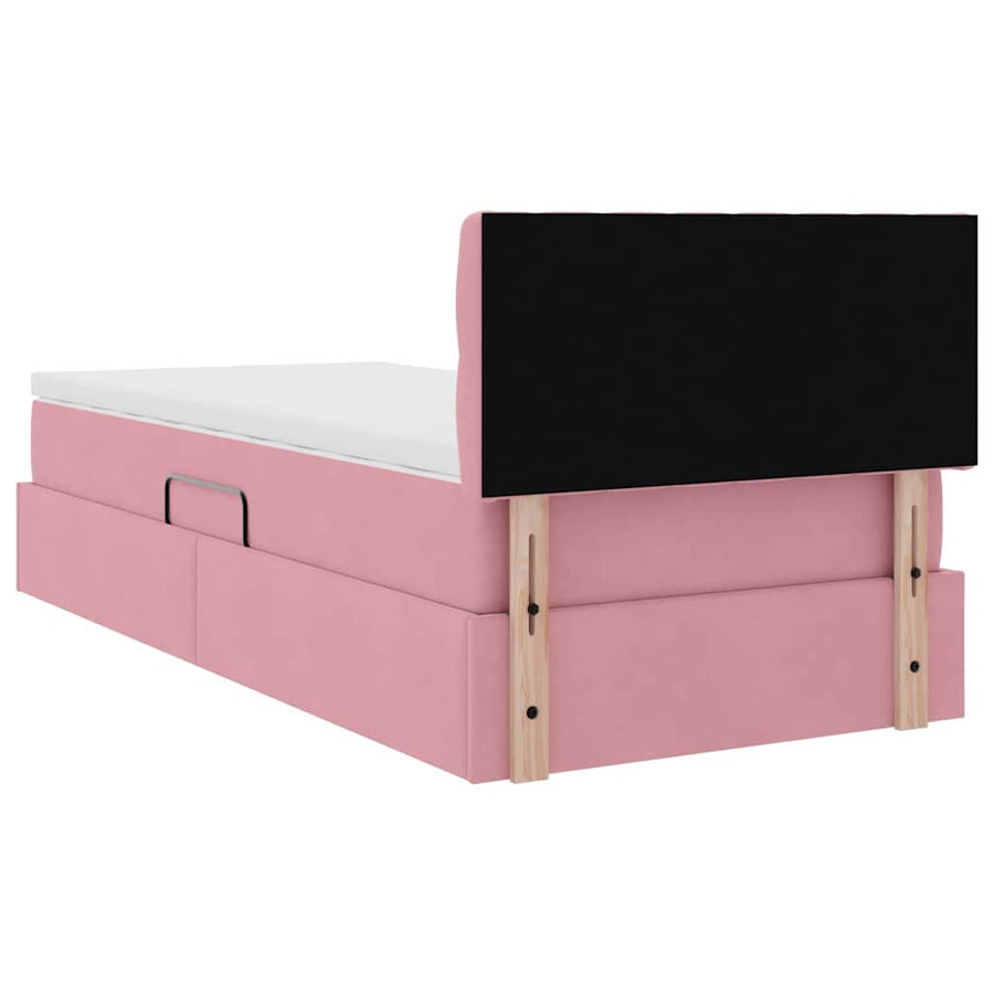 Opslag bed met matras met hoofdeinde Roze 90 x 190 cm Fluweel