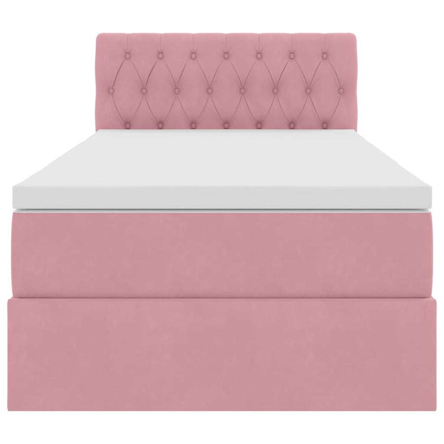 Opslag bed met matras met hoofdeinde Roze 90 x 190 cm Fluweel