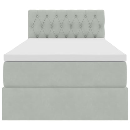 Opslag bed met matras met opslag Lichtgrijs 90 x 200 cm Fluweel