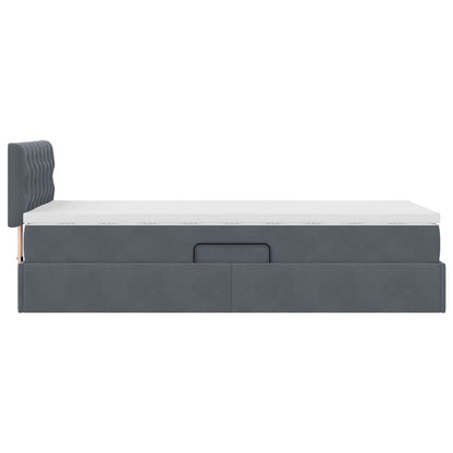 Opslag bed met matras Donkergrijs 90 x 200 cm Fluweel