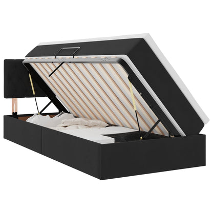 Opslag bed met matras met hoofdeinde Zwart 90 x 200 cm Fluweel