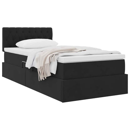 Opslag bed met matras met hoofdeinde Zwart 90 x 200 cm Fluweel