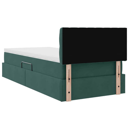 Opslag bed met matras Donkergroen 90 x 200 cm Fluweel