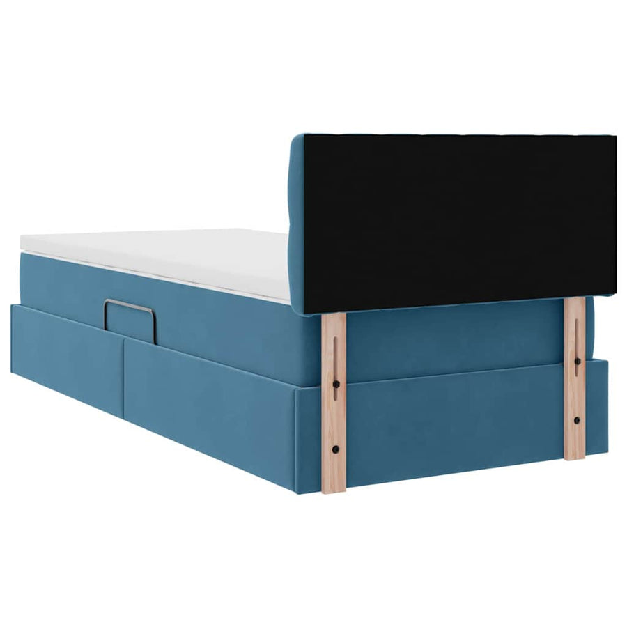 Opslag bed met matras Donkerblauw 90 x 200 cm Fluweel