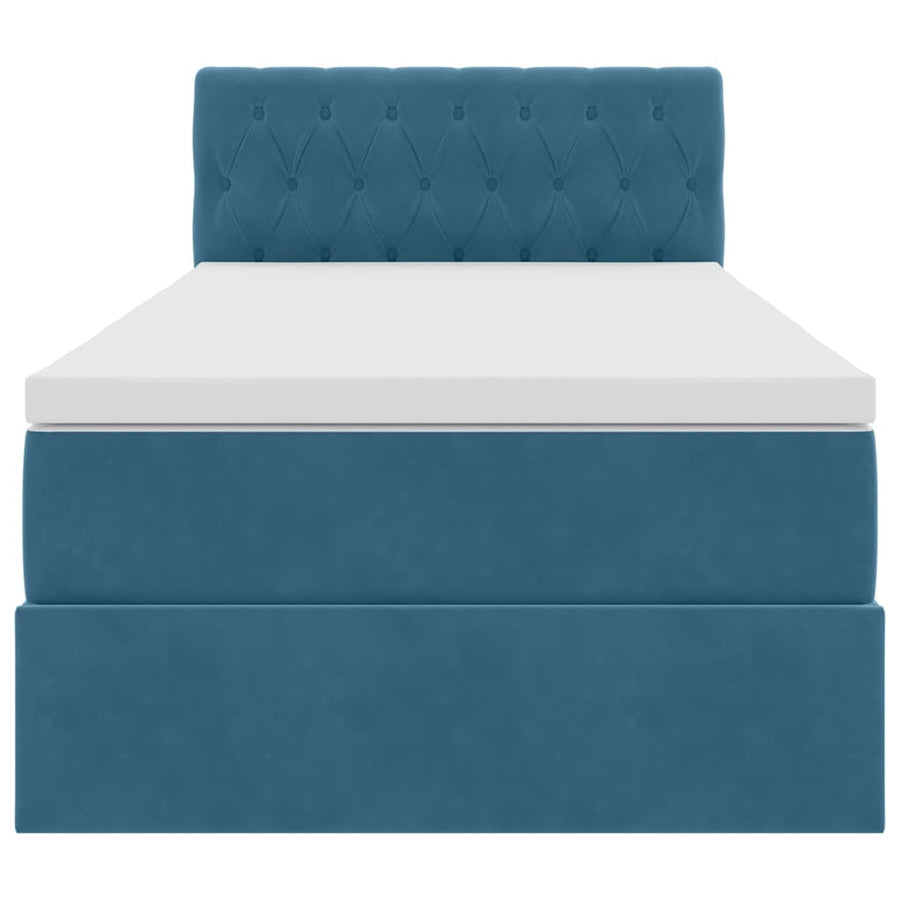 Opslag bed met matras Donkerblauw 90 x 200 cm Fluweel