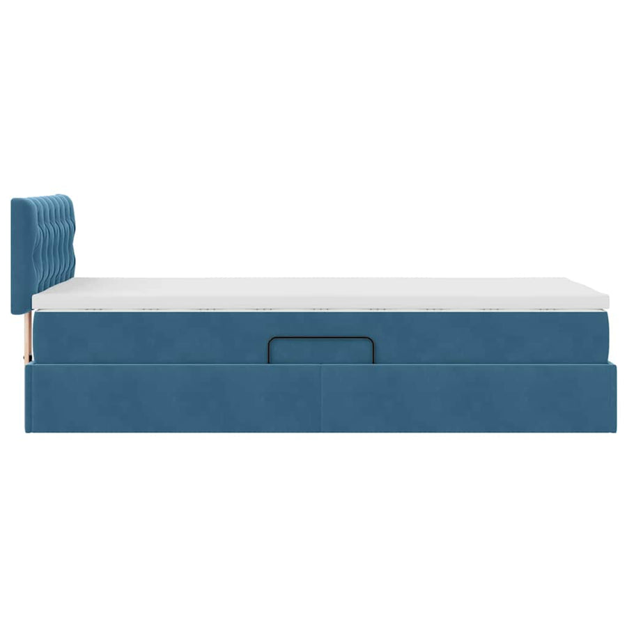 Opslag bed met matras Donkerblauw 90 x 200 cm Fluweel