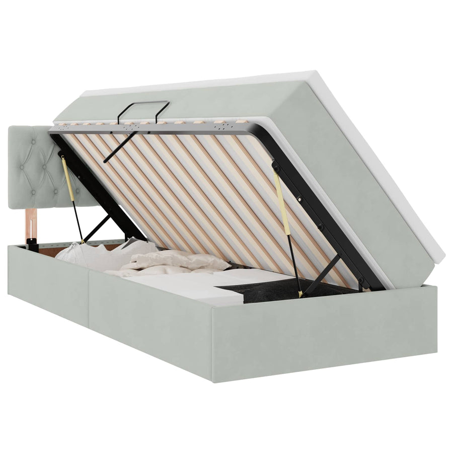 Opslag bed met matras Lichtgrijs 100 x 200 cm Fluweel