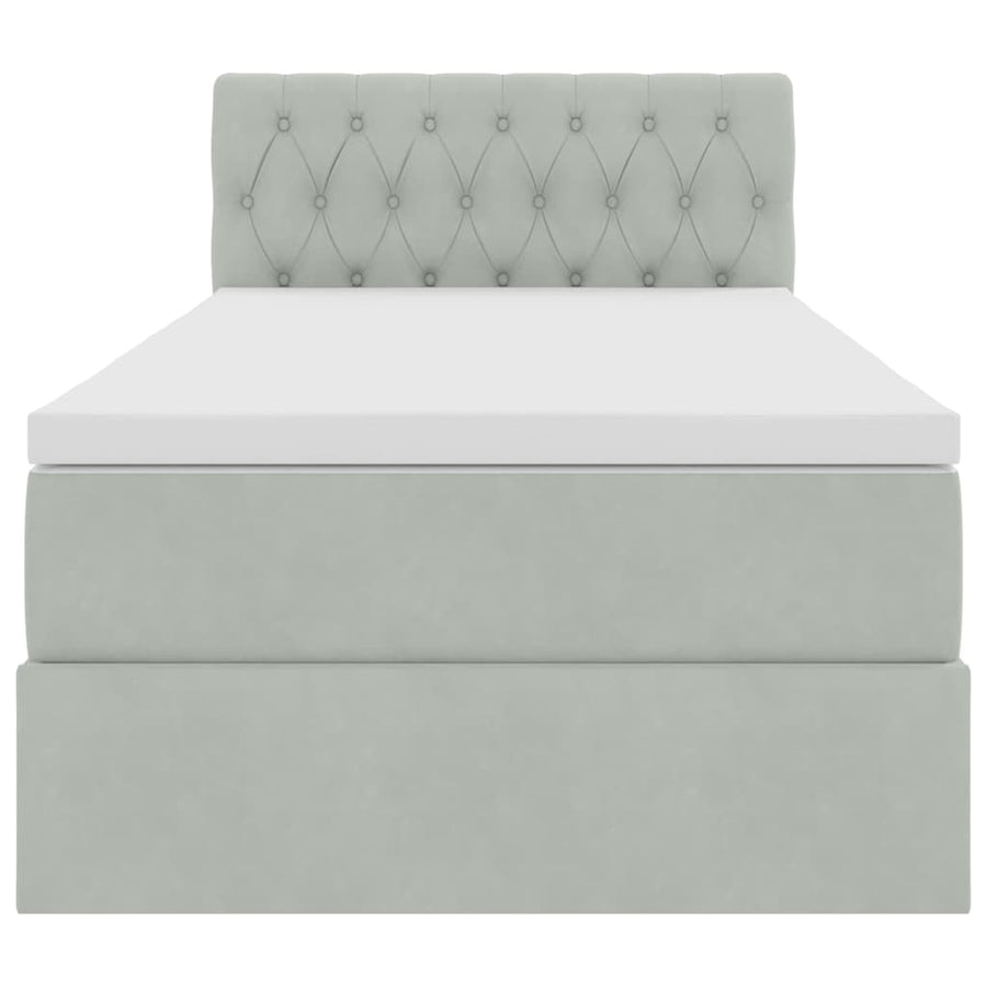 Opslag bed met matras Lichtgrijs 100 x 200 cm Fluweel