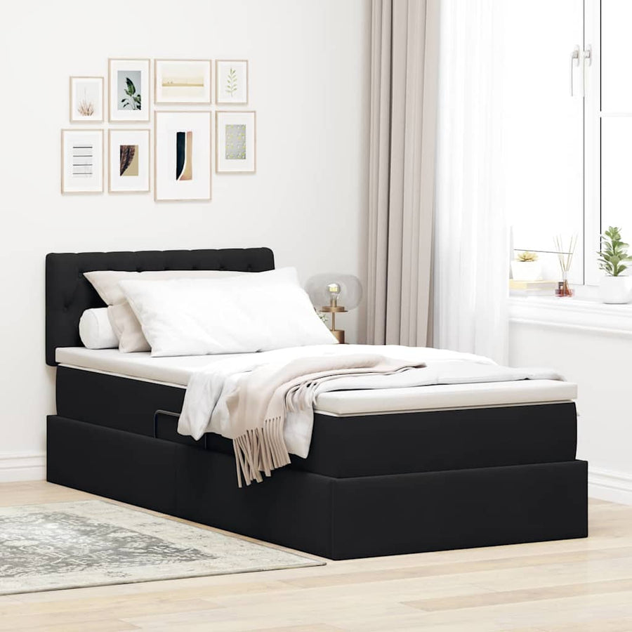Opslag bed met matras met hoofdeinde Zwart 100 x 200 cm Fluweel