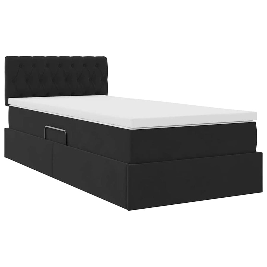 Opslag bed met matras met hoofdeinde Zwart 100 x 200 cm Fluweel