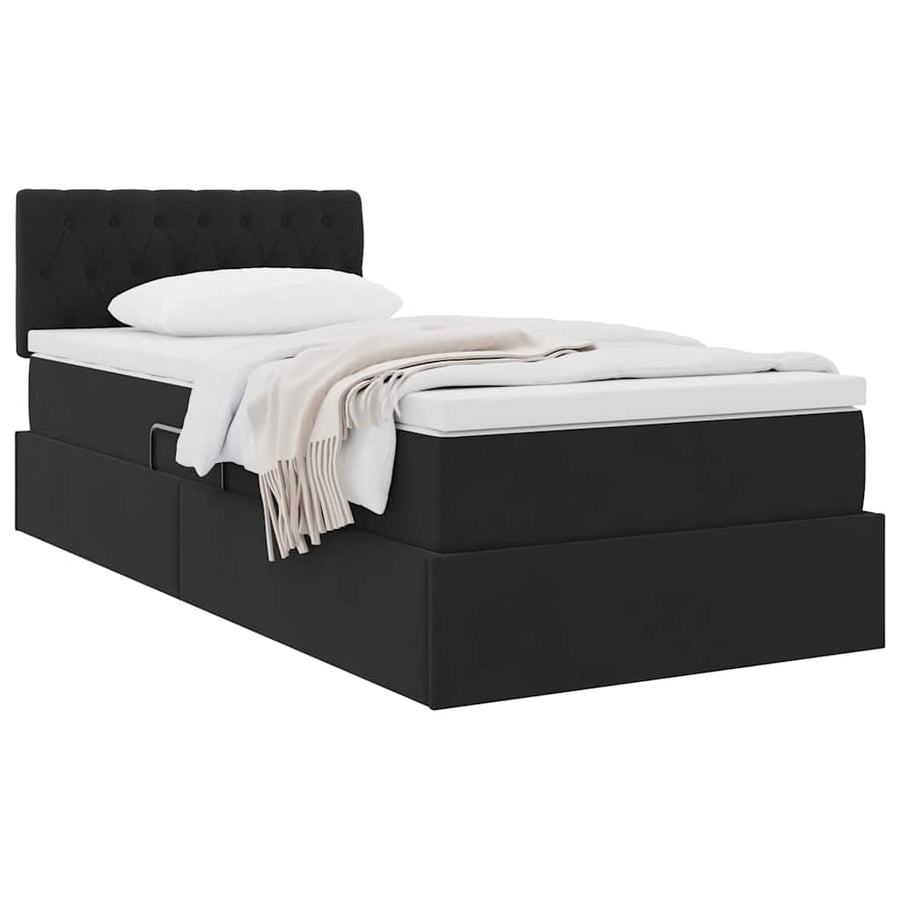 Opslag bed met matras met hoofdeinde Zwart 100 x 200 cm Fluweel
