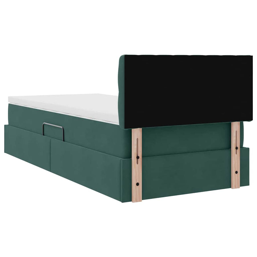 Opslag bed met matras Donkergroen 100 x 200 cm Fluweel