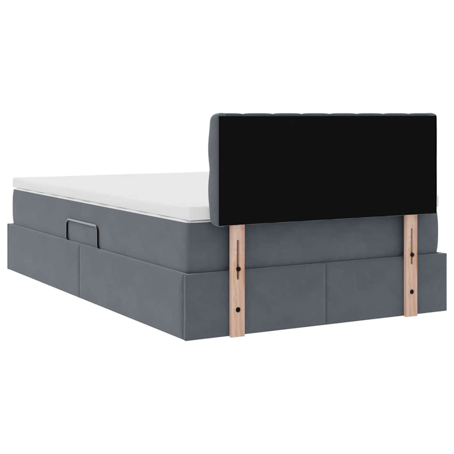 Opslag bed met matras Donkergrijs 120 x 200 cm Fluweel