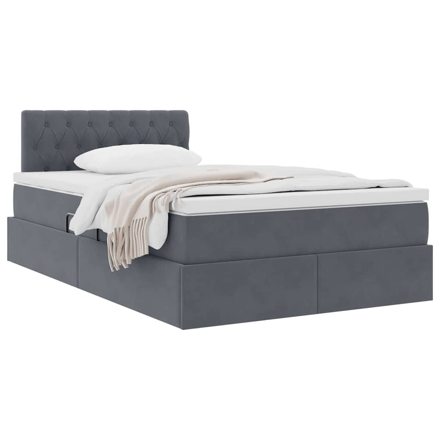 Opslag bed met matras Donkergrijs 120 x 200 cm Fluweel