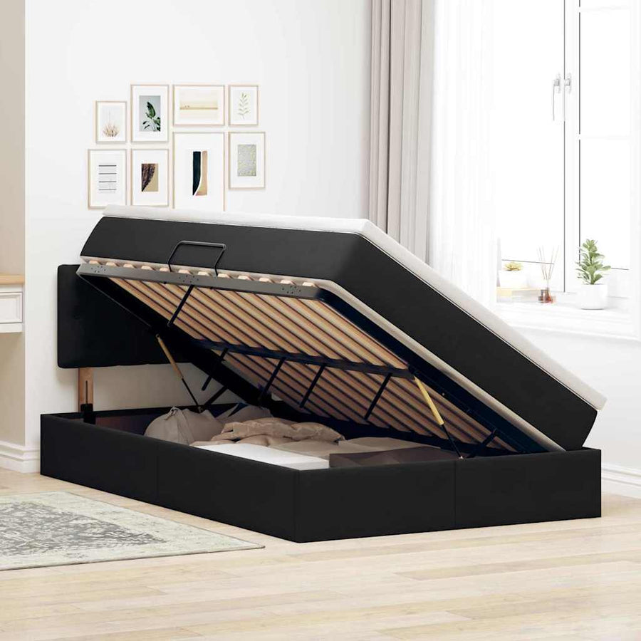 Opslag bed met matras met hoofdeinde Zwart 120 x 200 cm Fluweel