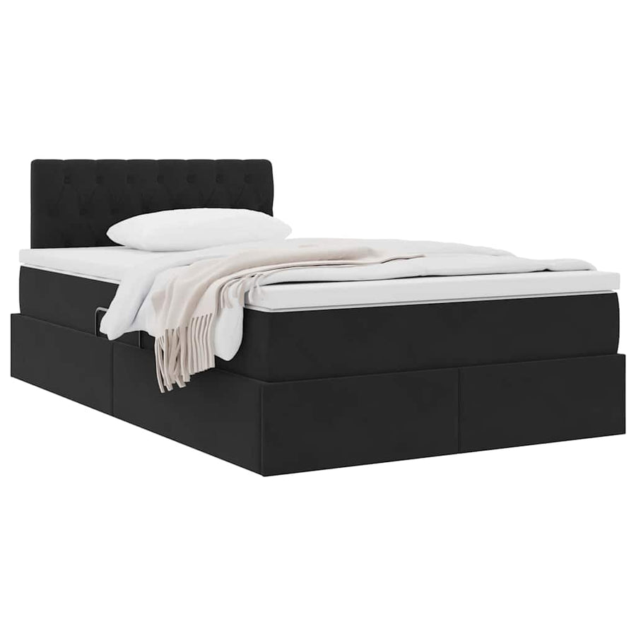 Opslag bed met matras met hoofdeinde Zwart 120 x 200 cm Fluweel