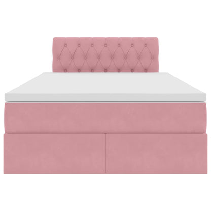 Opslag bed met matras met hoofdeinde Roze 120 x 200 cm Fluweel