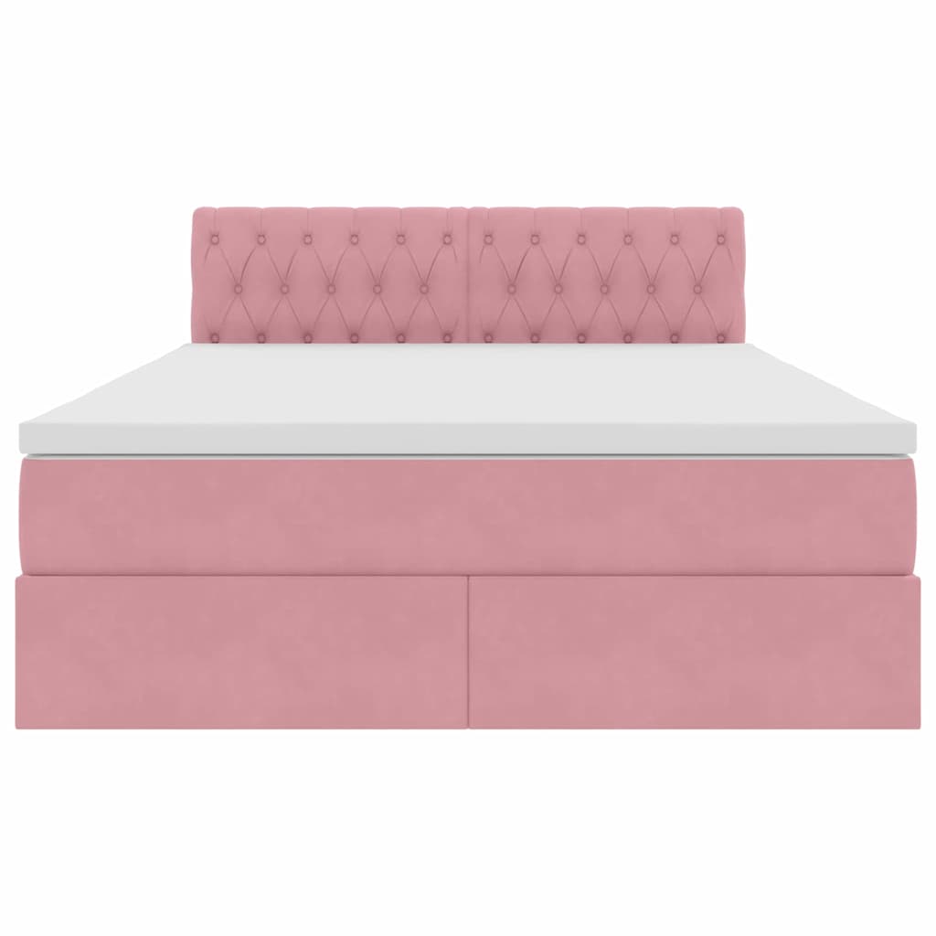 Opslag bed met matras met hoofdeinde Roze 140 x 190 cm Fluweel